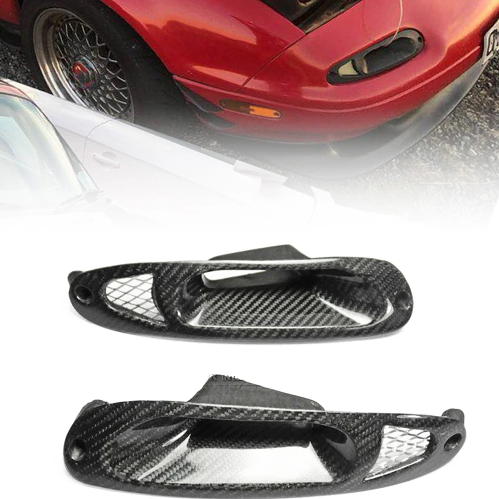 

2 Pieces Duct Flow Outlet Cover Front Bumper Turn Indicator Air Intake Vent Trim Carbon Fiber For Mazda 1989-1997 MX5 Miata NA