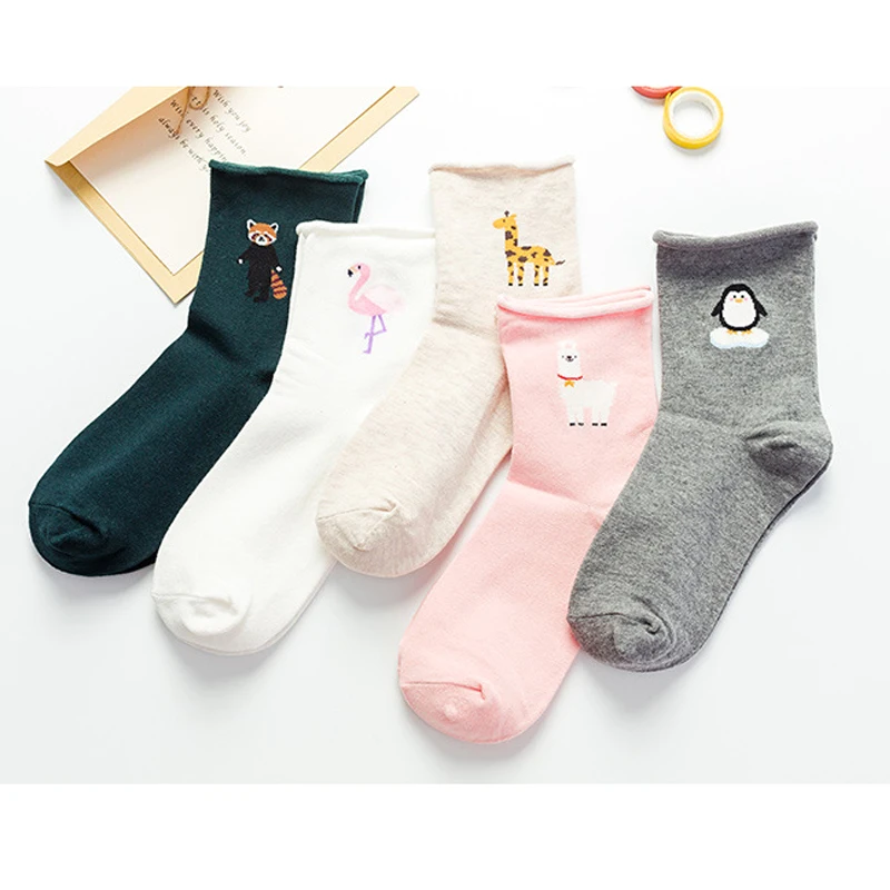 

Носки женские короткие в стиле Харадзюку с принтом фламинго