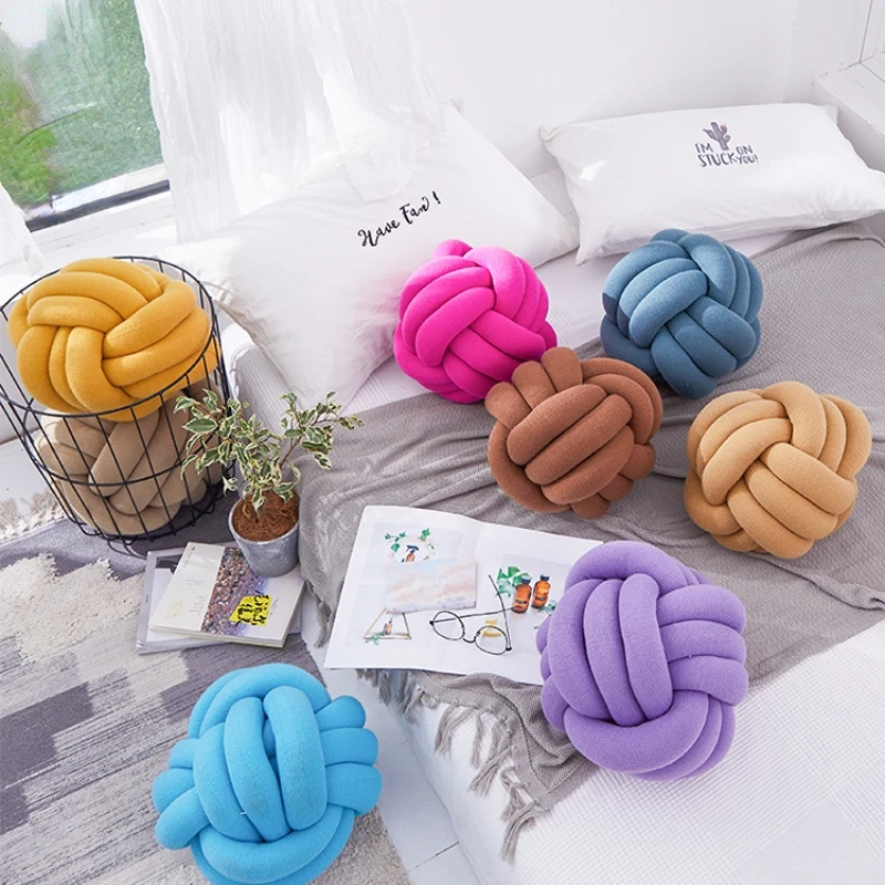 

Children's Plush Pillow New Danish Ball Handmade Knotted Pillow Photo Props Multi-color Optional Room Decoration Baby Bedding