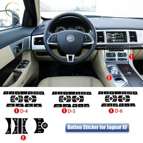 Для Jaguar XF черные наклейки на кнопки 2012 2013 2014 2015, липкие кнопки, решение для Jaguar XF X250, аксессуары, модификация автомобиля