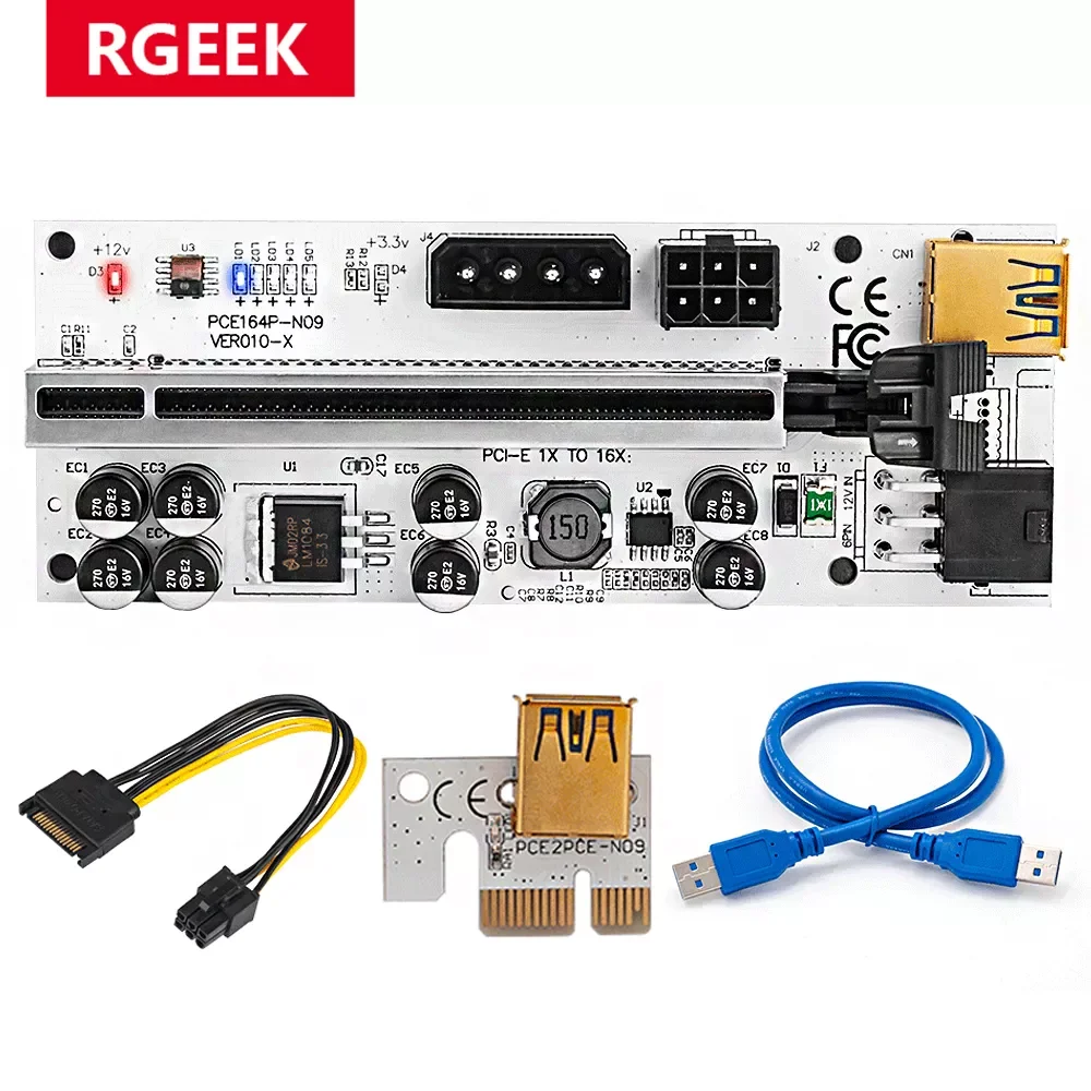 Райзер RGeek Pcie 009S VER010 V011 USB 3.0 PCI-E Райзер PCI Express 1X 4x 8x 16x удлинитель адаптер SATA кабель Райзер для видеокарты