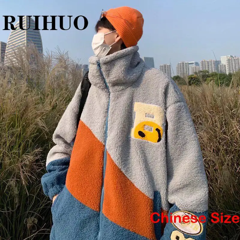 

RUIHUO Fleece Jacket Men Clothing Winter Coat For Men Jackets Streetwear Chinese Size 2XL 2023 Spring New Arrivals