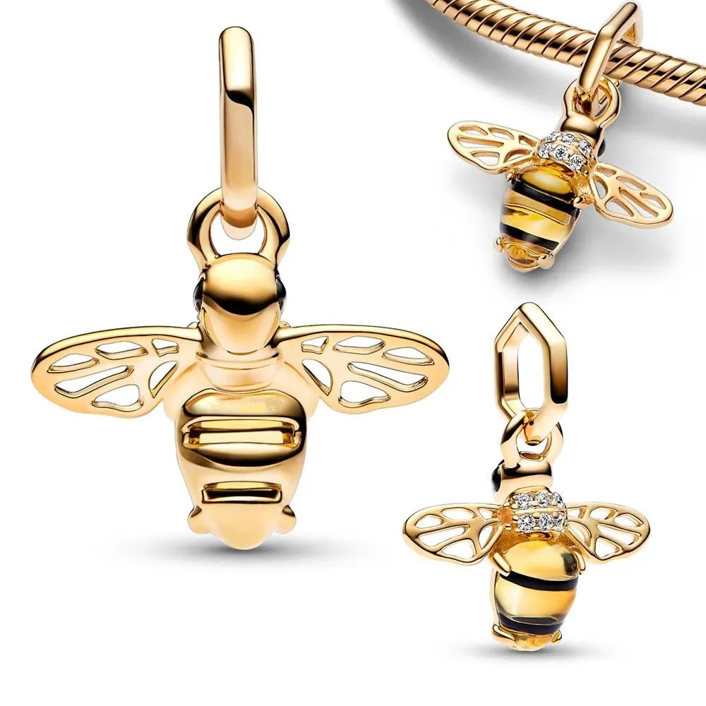 Модный 2024 золотой шарм в виде медоносной пчелы идеально подходит для Pandora