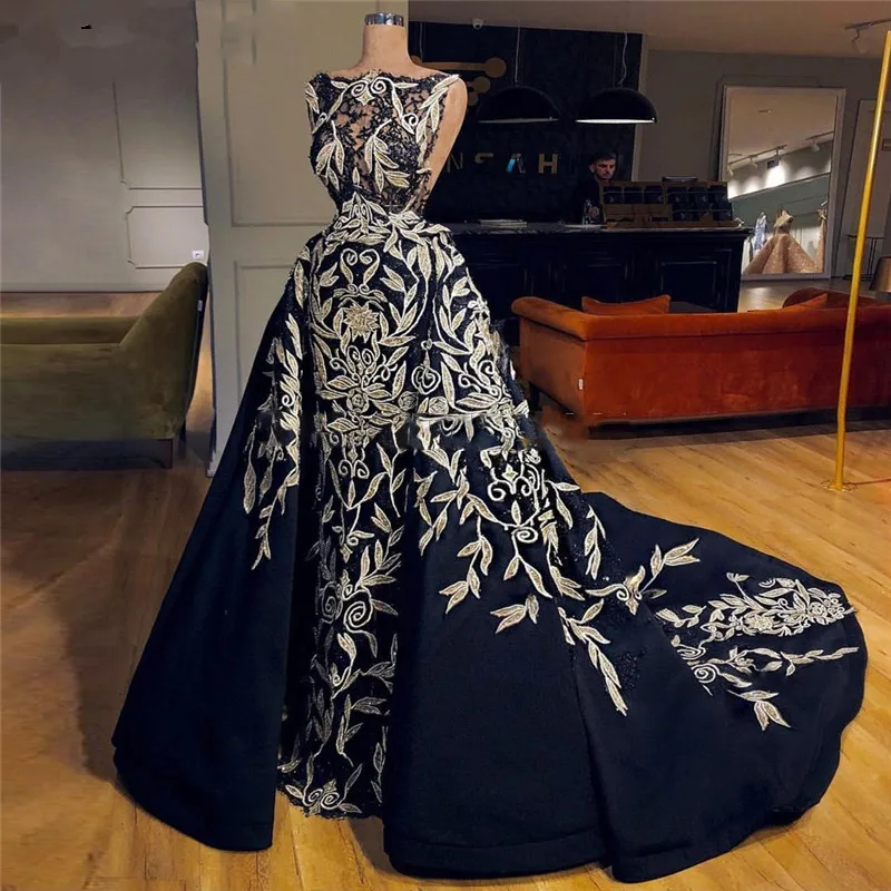 

Sexy Dubai Lace Prom Dresses Sleeveless Illusion Bodice Applique Saudi Arabic Long Formal Evening Party Gowns 2023