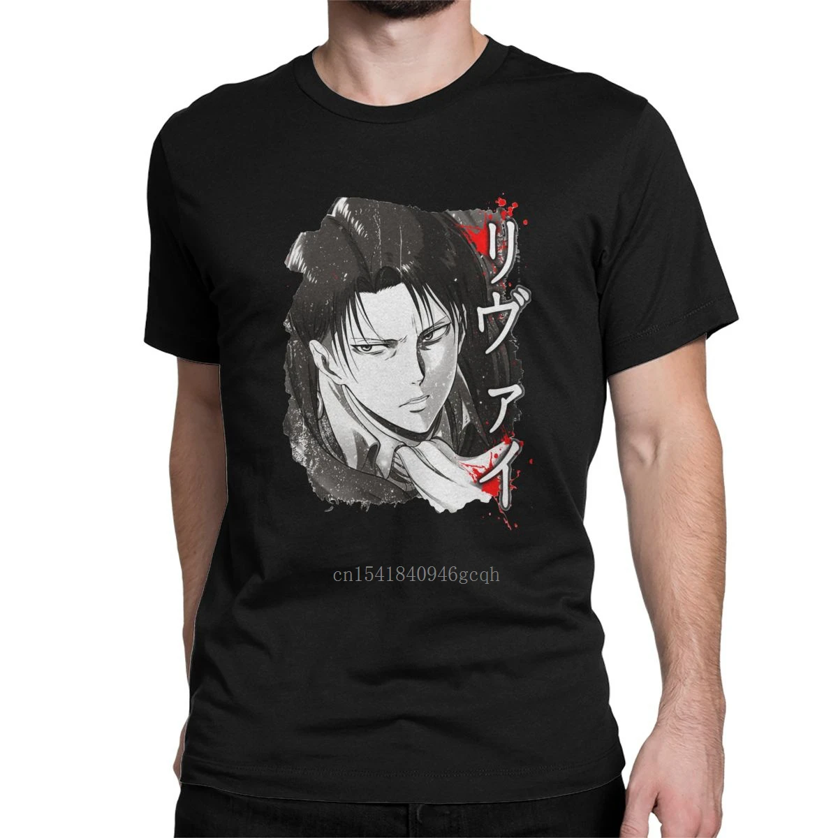 

Captain Levi Attack On Titan T-Shirts Men Manga Vintage 100% Cotton Tees Crewneck Short Sleeve T Shirt Unique Tops