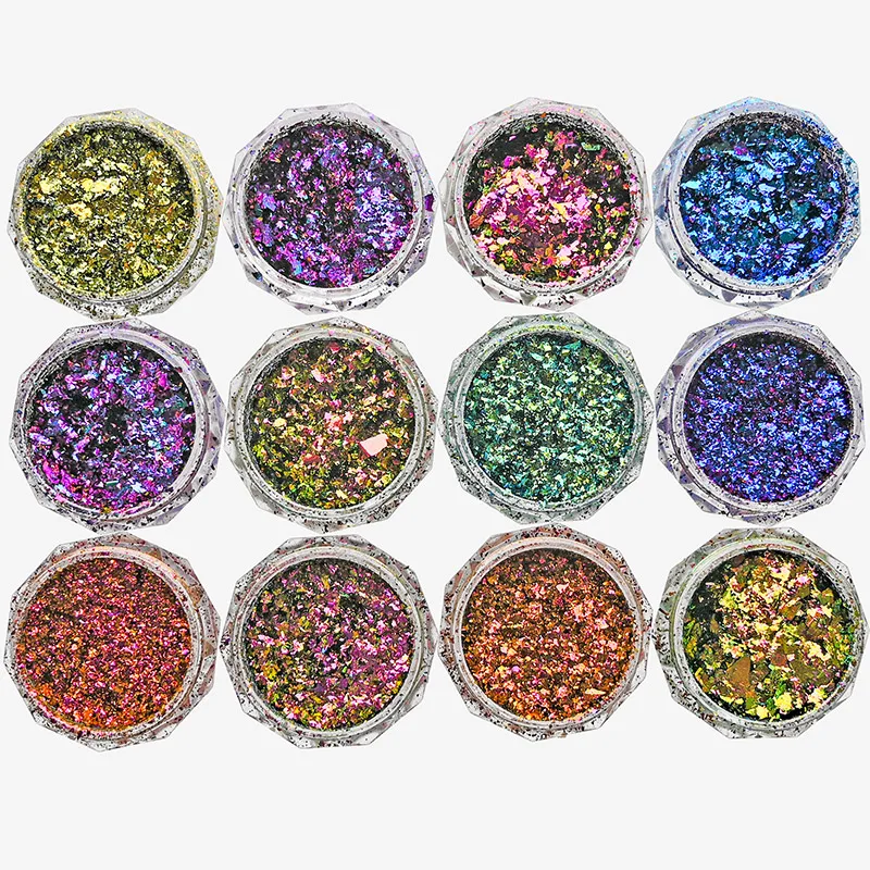 

1 Jar Chameleon Opal Nail Powder Irregular Aurora Glitter Flakes For Eyeshadow Nail Art Resin Crafts Manicure Paillettes