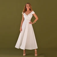 elegant wedding dresses for bride short sleeves 2022 summer bridal gown a line simple civil vestido de noche zipper back 2022