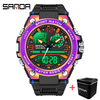 SANDA Sport Men Quartz Digital Watch Creative Diving Watches Men Waterproof Alarm Watch Dual Display Clock Relogio Masculino-36776
