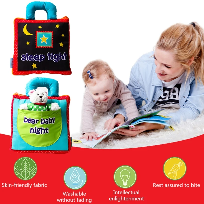 

Cloth Books for Early Children's Development with Cute Animal Design Activity Book Non-toxic Montessori Toy Book A2UB