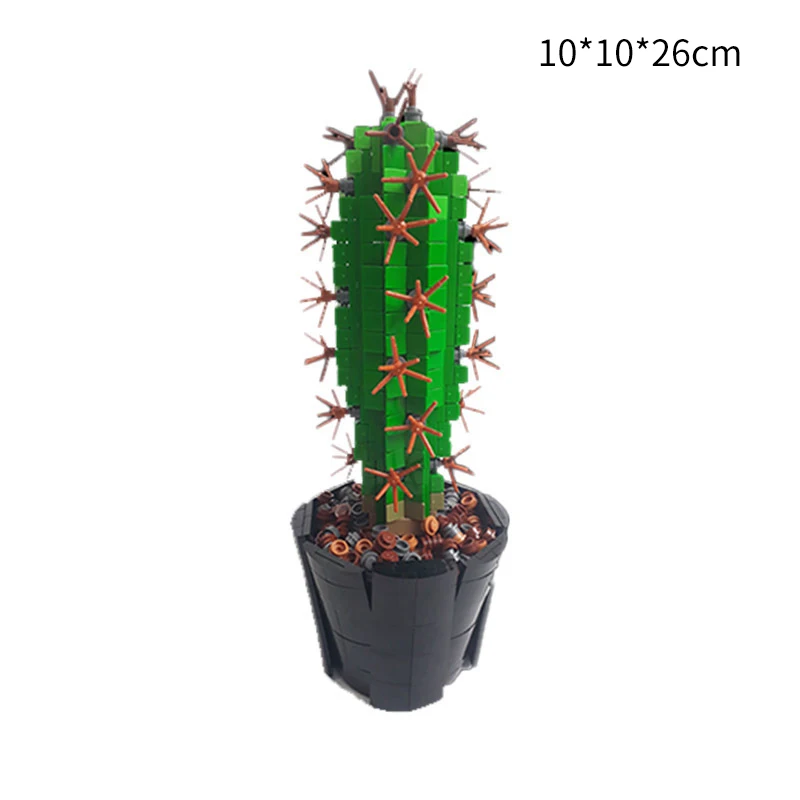 

MOC Bonsai Tree Saguaros-Cactus Carnegiea Gigantea Botanical Collection Building Model Succulent Dracaena Marginata Block Toy