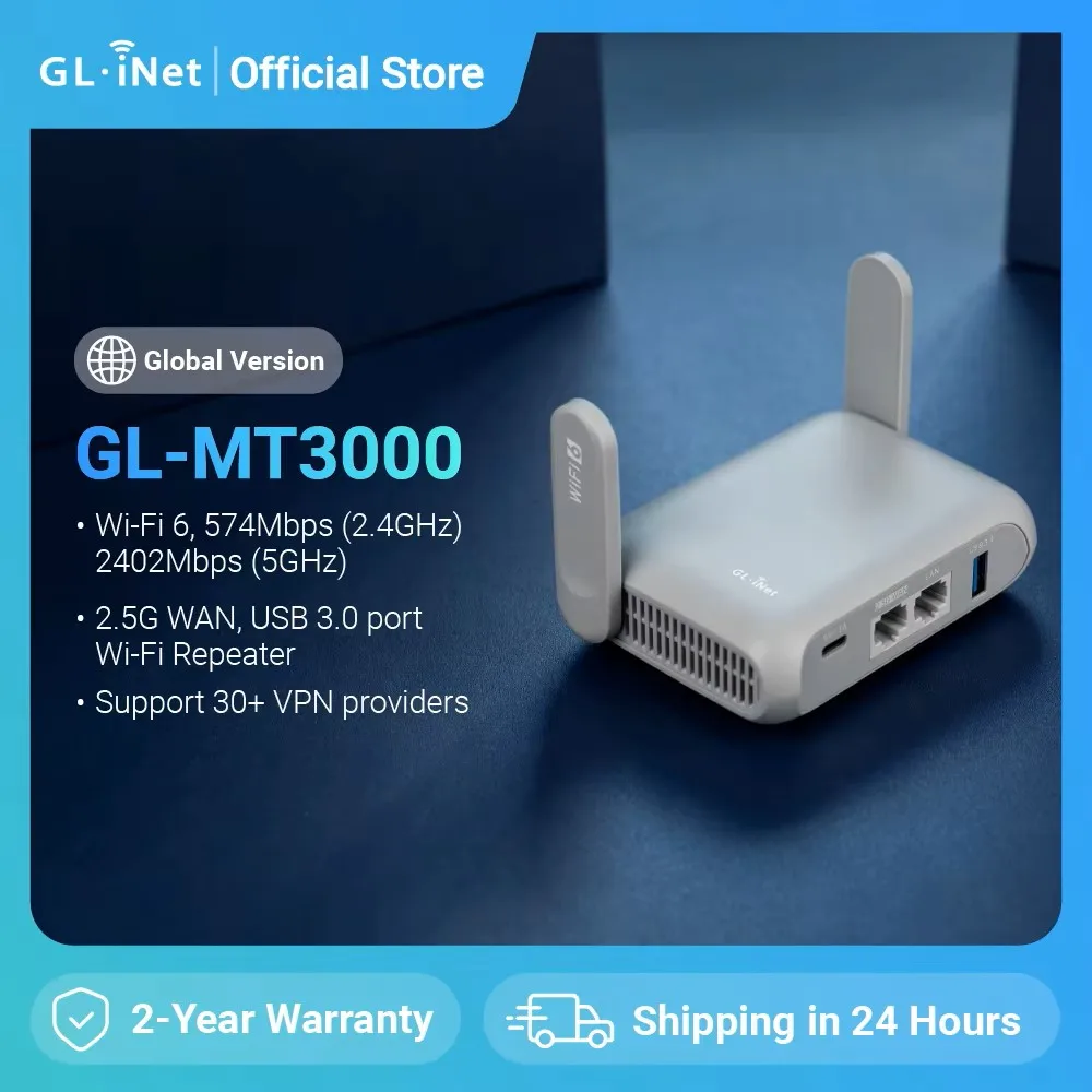 Router GL.iNet GL‑MT3000 (Beryl AX) Wi‑Fi 6, gigabit, VPN y portal cautivo