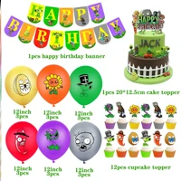 plants vs zombies birthday themed balloon childrens body party decorations scene layout background wall