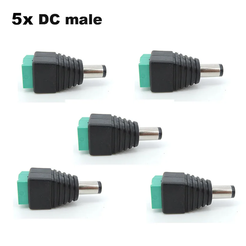 

12 В 2,5x5,5 мм 5,5*2,1 мм Штекерный разъем питания постоянного тока, адаптер, Штекерный Разъем для CCTV, одноцветная стандартная розетка