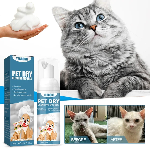 Cat Dry Shampoo No Rinse Foam Cat Dog Bath Rinse Free Shampoo For Dogs And Cats Freshens And Removes Odors Shorten Pets Bath 5