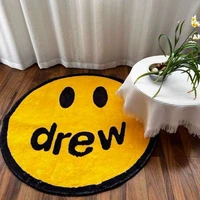 drew smiley round carpet for bedroom living room area rug drew smiling face chair mats fashion faux wool floor mat anti skid