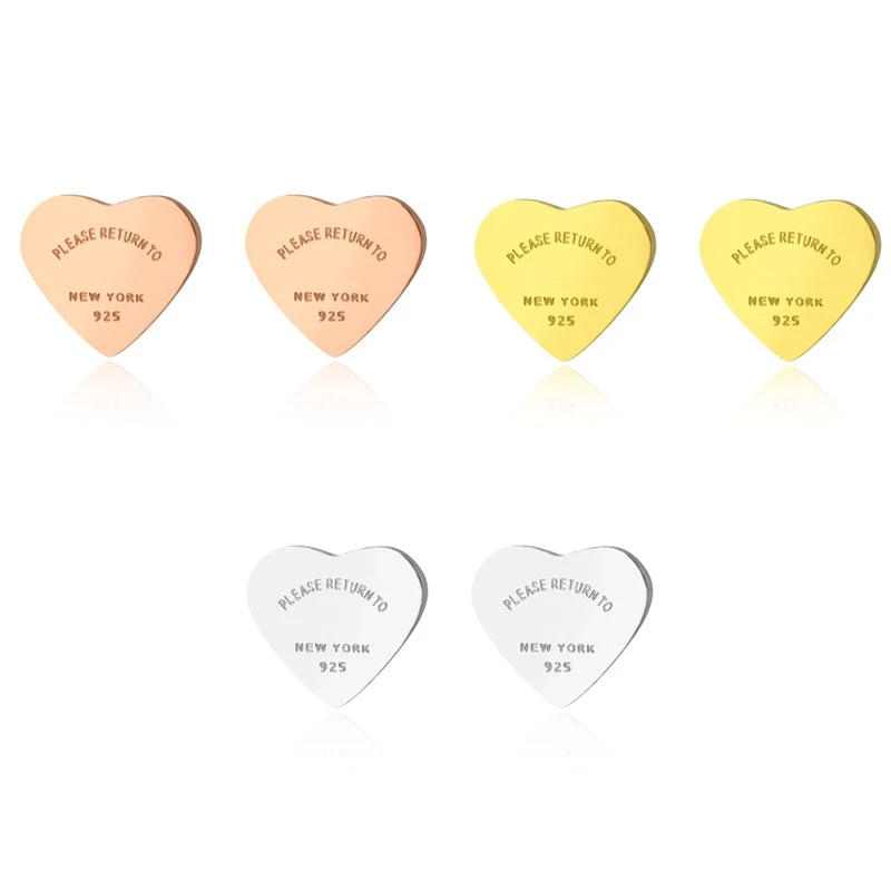 

Original 925 Sterling Silver Earring Rose Gold Heart Love Stud Earrings For Women Wedding Gift Fine Jewelry