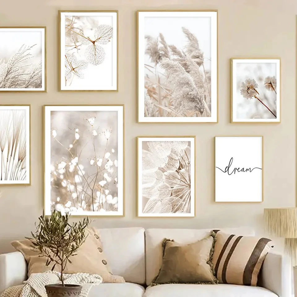 Тростник пампасная трава художественный постер Одуванчик цветок пейзаж сено