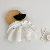 2022 autumn new girl baby dots long sleeves romper newborn boy casual mesh sequins princess jumpsuit infant cotton dress onesie