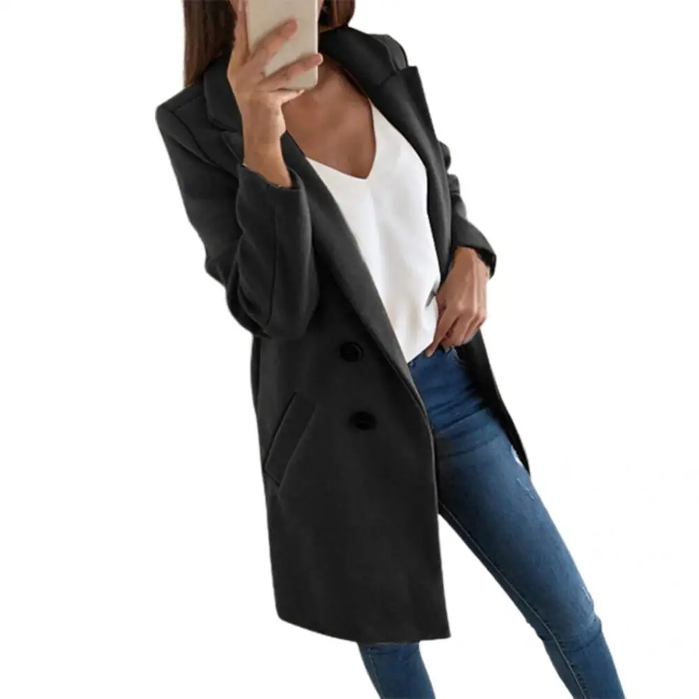 

Classic Solid Color Slim Casual Coat Woolen Coat Autumn Winter 3D Cutting