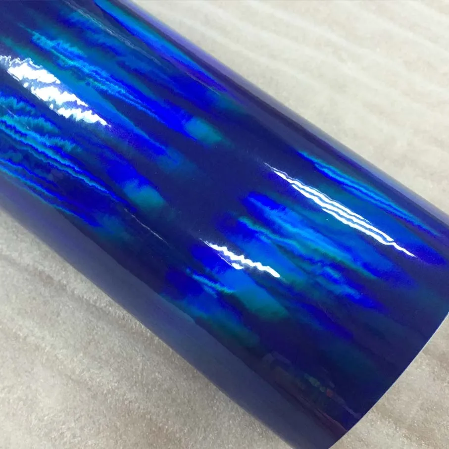 50 см * 152 см/лот Глянцевая синяя Радужная голографическая хромированная виниловая