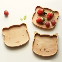 animal shaped solid wood dinner plate cartoon tray childrens feeding set cutlery wooden plate dessert plate