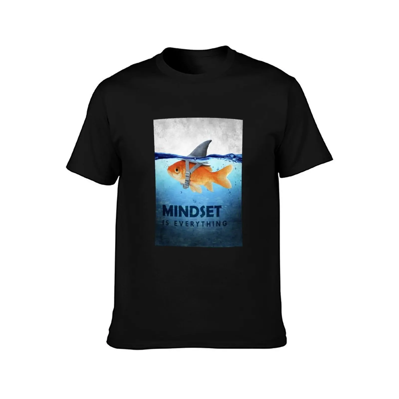 Фото Мотивационная футболка Mindset Is Everything с изображением рыбы и акулы, мужские хлопковые забавные футболки №2