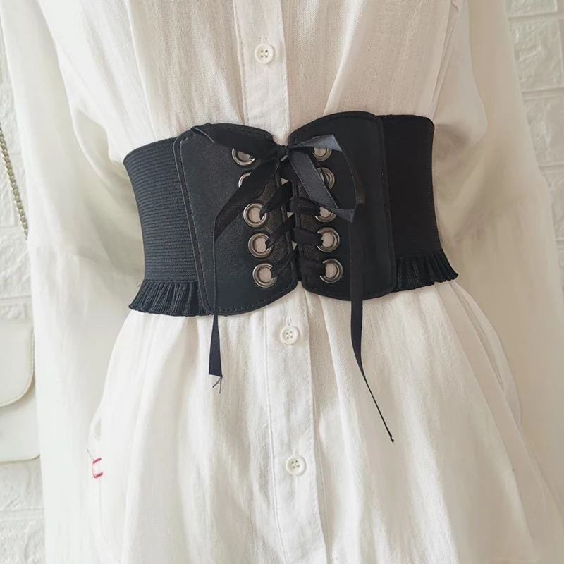 

Women Wide Corset Belt Waistband Female Elastic High Waist Bandages Girdle Belts for Coat Dress Shirt Feminin Ceinture Corsets