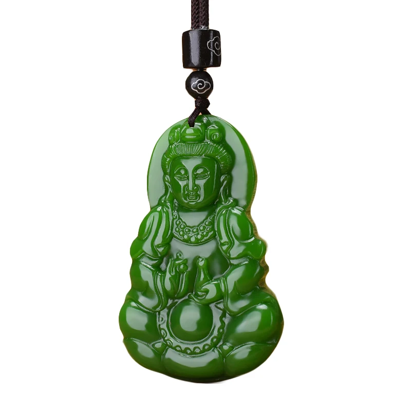 Hetian Jade GuanYin Нефритовый кулон Guann Мужской Бодхисаттвы Безопасная гвардия Амулет