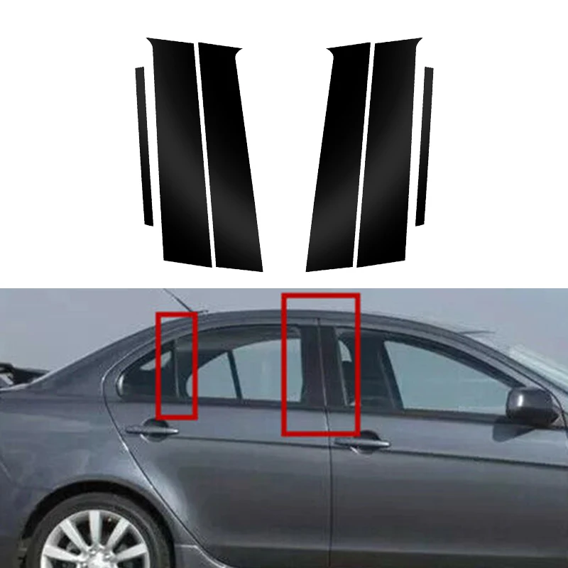 6 шт. наклейки на стойки автомобиля Mitsubishi Lancer EX/Sedan 2008-2017