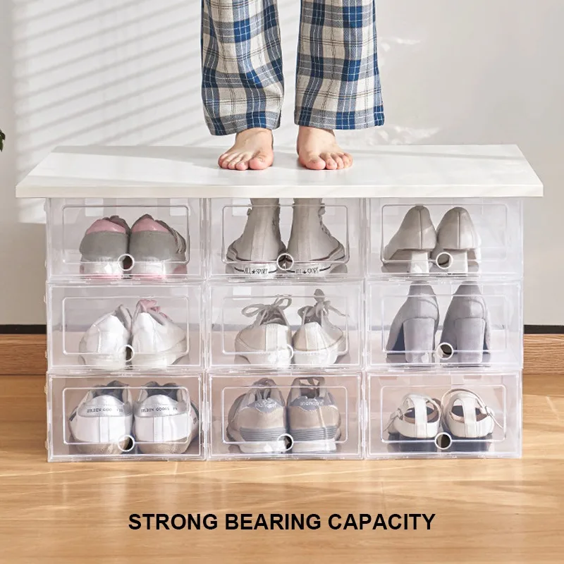 

Plastic Shoes Case Box Transparent slippers sneakers storage shoes box Home Closet Organizer Case Dustproof Shelf Stack Shoesbox