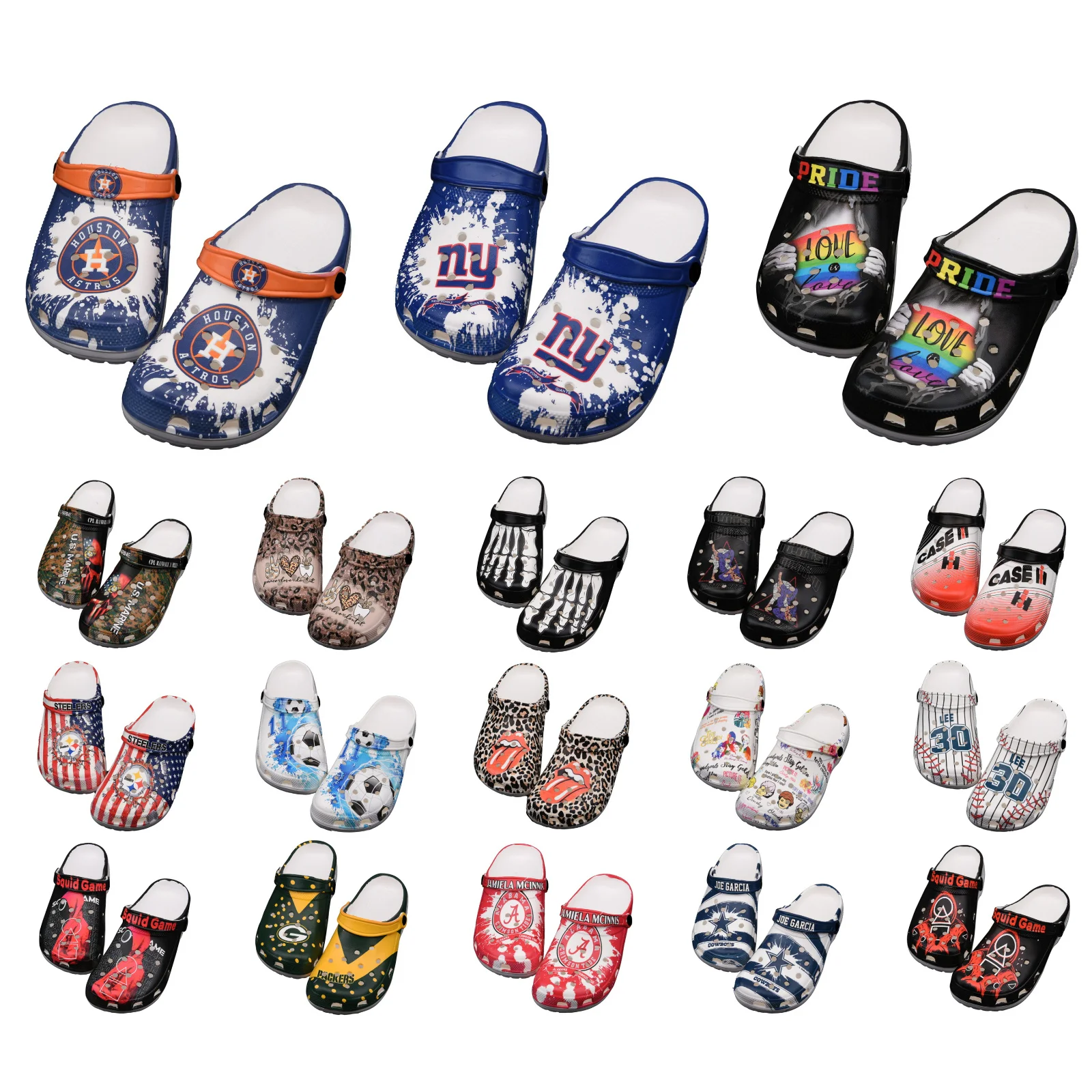 

High Quality Baseball Player Men PVC Shoe Women Pride Love Heart Garden Shoes New York No.30 Shoes Available Customized