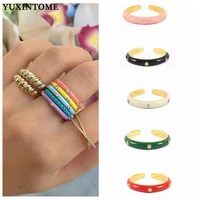 yuxintome 24k gold plated open ring for women enamel multicolored fine ring for women fashion trend party jewelry gifts 2022
