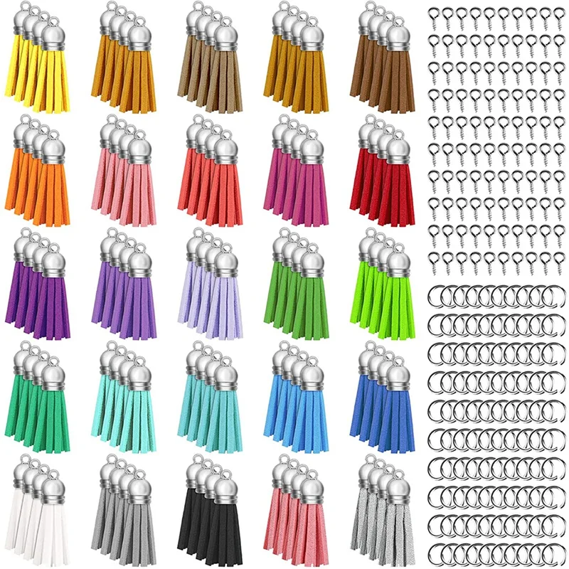 

Брелок для ключей Uclio, брелок для ключей с 100 кисточками, 100 колец для ключей, винтовые булавки, крючки для изготовления ювелирных изделий