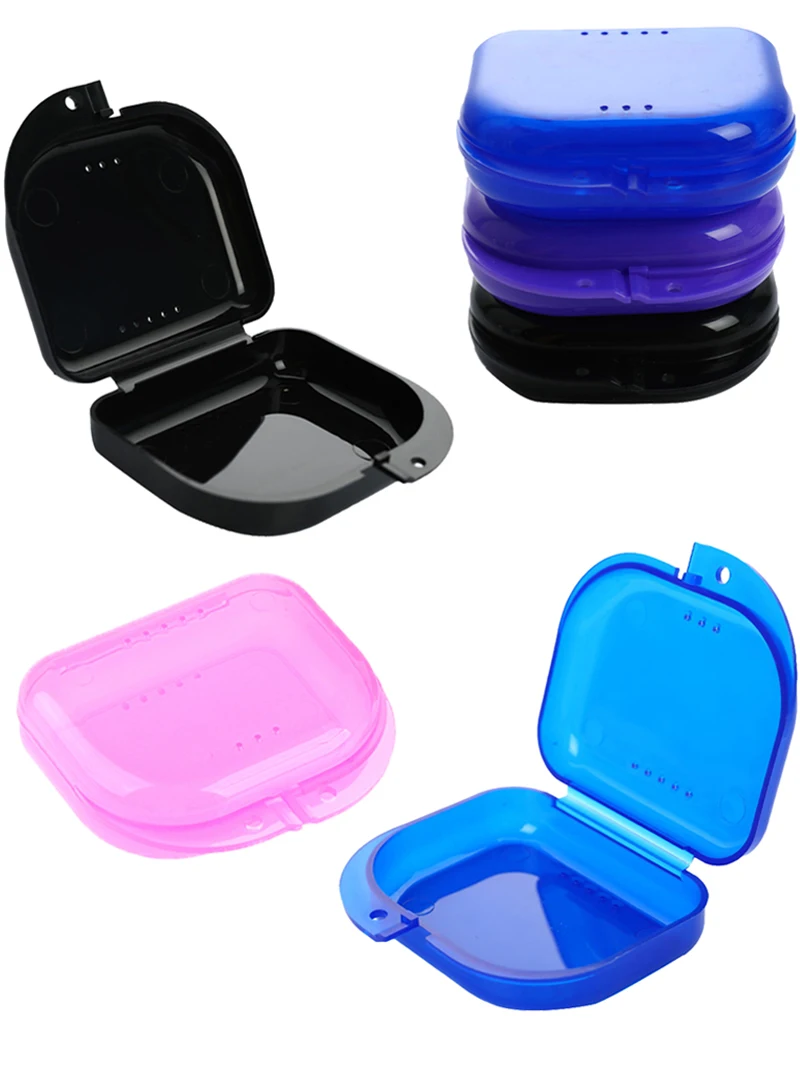 Orthodontic Mouth Guard Case Fake Teeth Cover Retainer Case With Vent Holes Denture Box Case Tight Snap Lock Retainer Holder