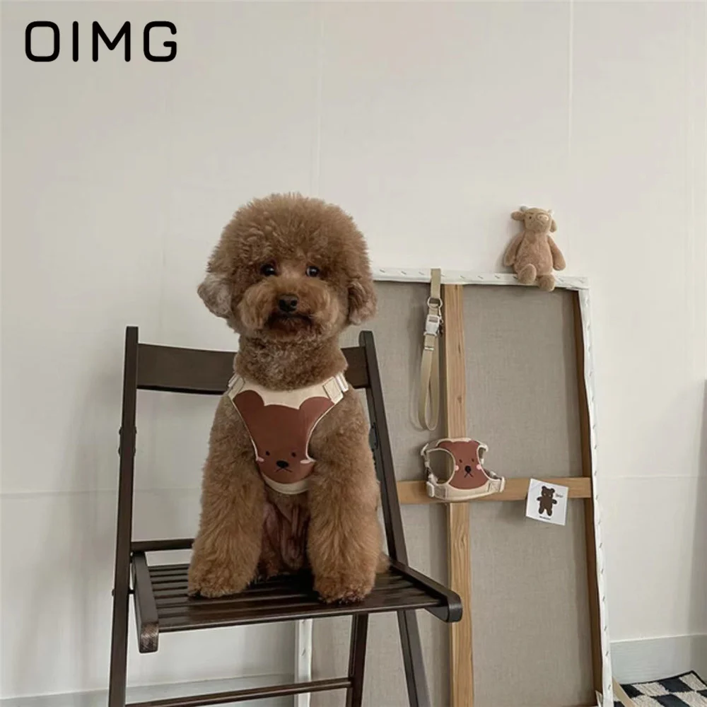

OIMG популярный корейский INS милый чистый хлопок вышивка дышащий комплект груди и спины Тедди бишон Шнауцер выходной буксировочный трос
