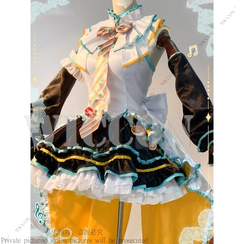 Мороженое Косплей Костюм Парик Суета PJSK mikuku Хэллоуин Вечеринка mikku Сценический