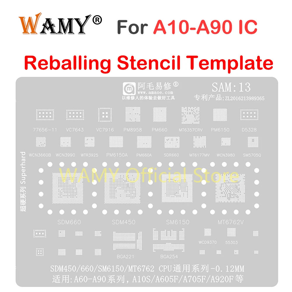 Трафарет для реболлинга BGA для Samsung Galaxy A10S A20 A30 A40 A50 A60 A70 A80 A90 A605F A705F A920F SDM660 SDM450 SM6150 MT6762V CPU
