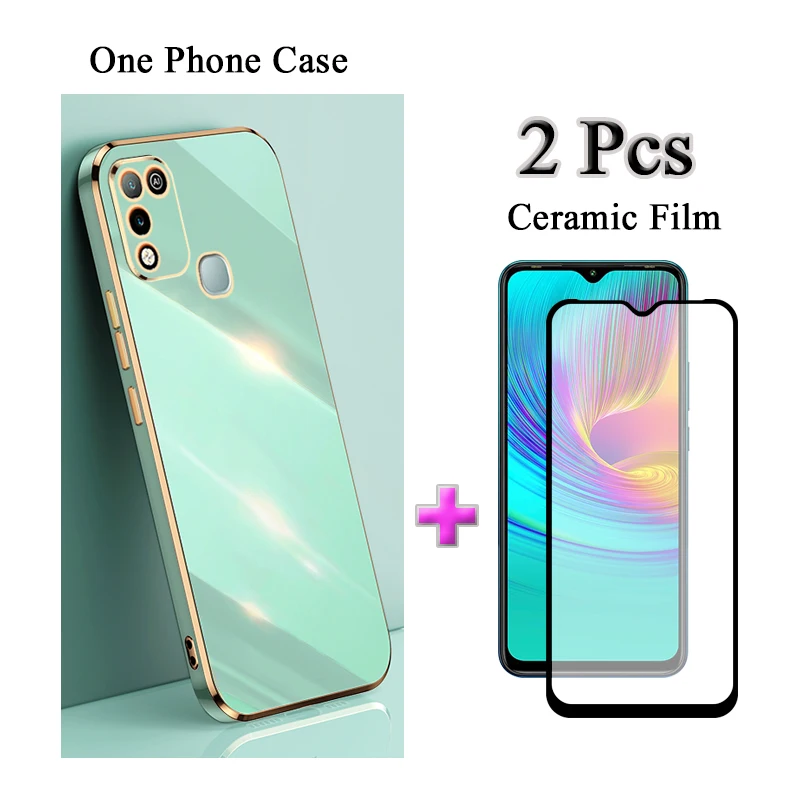 2 в 1 чехол с покрытием для Infinix Hot 9 Play 10 11 двумя изогнутыми керамическими экранами