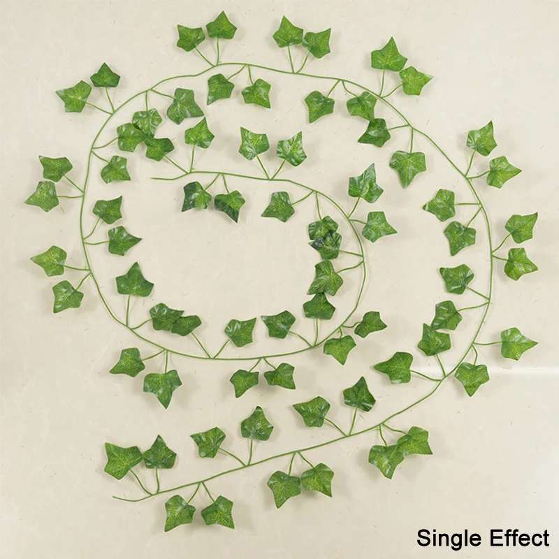 2.1M Artificial Plant Green Ivy Leaf Garland Silk Wall Hanging Vine Home Garden Decoration Wedding Party DIY Fake Wreath Leaves 