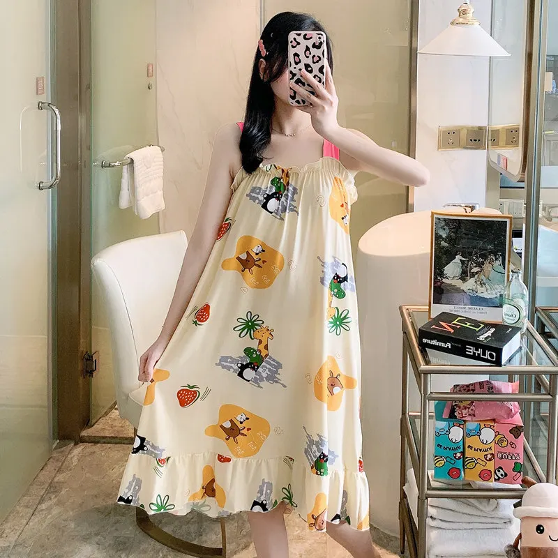 

Summer Short-Sleeve Dressing Gown Long Satin Nightgown Women Sleepwear Plus Size Nightwear Floral Robe Kimono