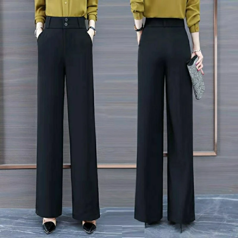

Autumn Women High Elastic Waist Pants Female Wide Leg Pants Long Loose Pants Ladies Casual Femme Streetwear Pleated Pant G61