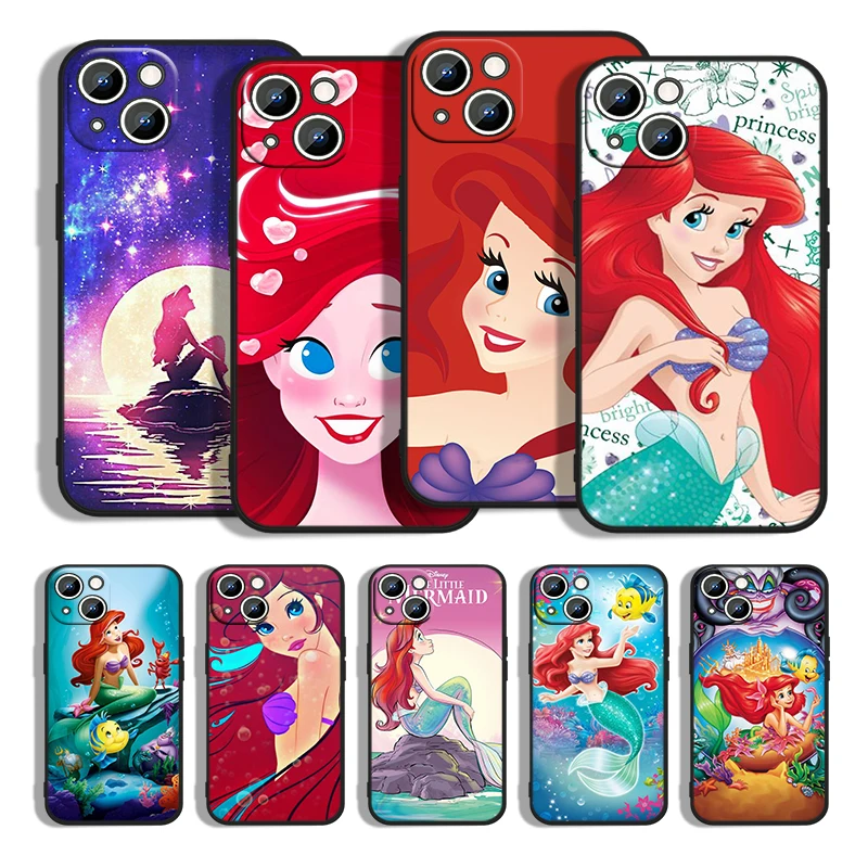 

Cute The Mermaid For Apple iPhone 13 12 11 Pro Max mini XS XR X 8 7 6S 6 Plus Black Silicone Soft Phone Case Coque