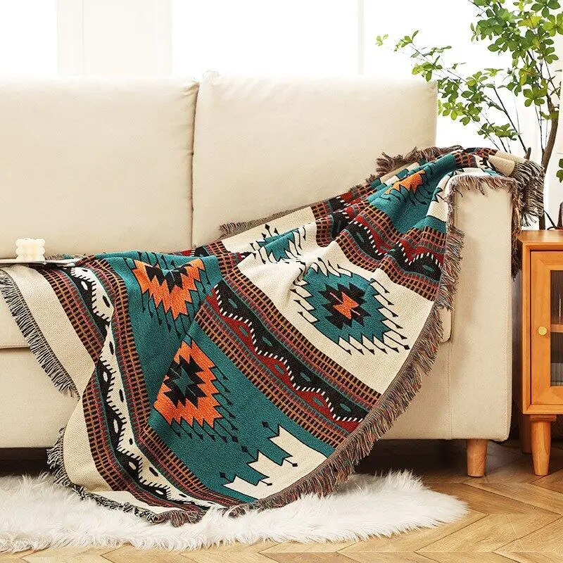 

Вязаное одеяло в нордическом стиле для дивана, Женская шаль с кисточками, коврики для кресла, мягкий гобелен, покрывало для спальни, украшение для улицы