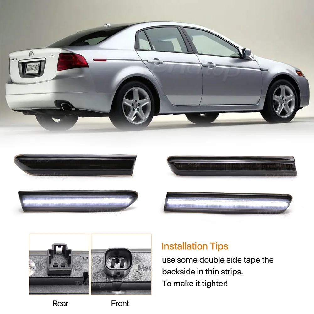 Car Side Marker Light Rear Front Bumper Light Indicator For 2004 2005 2006 2007 2008 Acura TL LED Turn Signal Lamp Amber Red