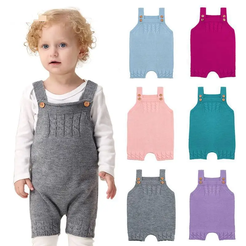 

Ins Children Clothing Autumn Sweater Jumpsuit New Solid Color Knitting Climbing baby girls clothes Winter6m-24m outwear infants
