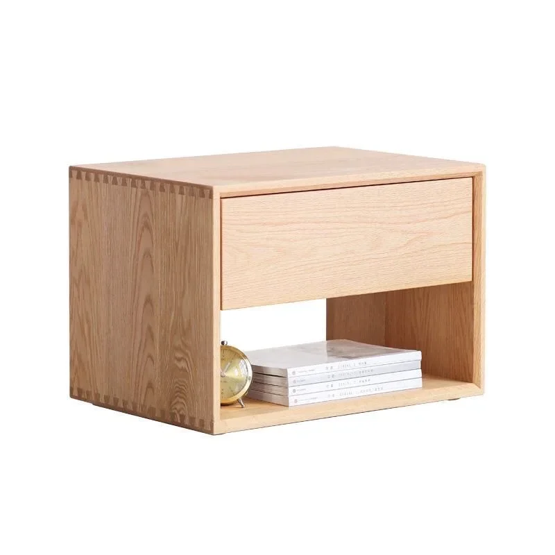 Прикроватная тумбочка из цельного дерева в скандинавском стиле современная