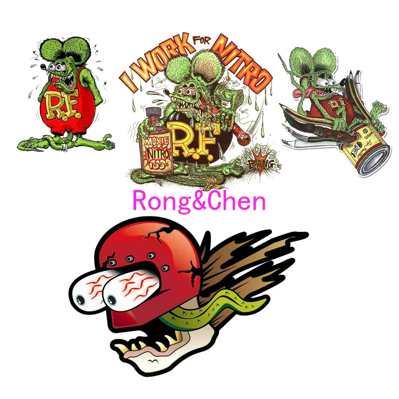 

Rongchen Trading Car Sticker Coolest for Rat Fink Helmet Anime Cartoon PVC Bumper Trunk Graphics Decal Waterproof Cover Scratch