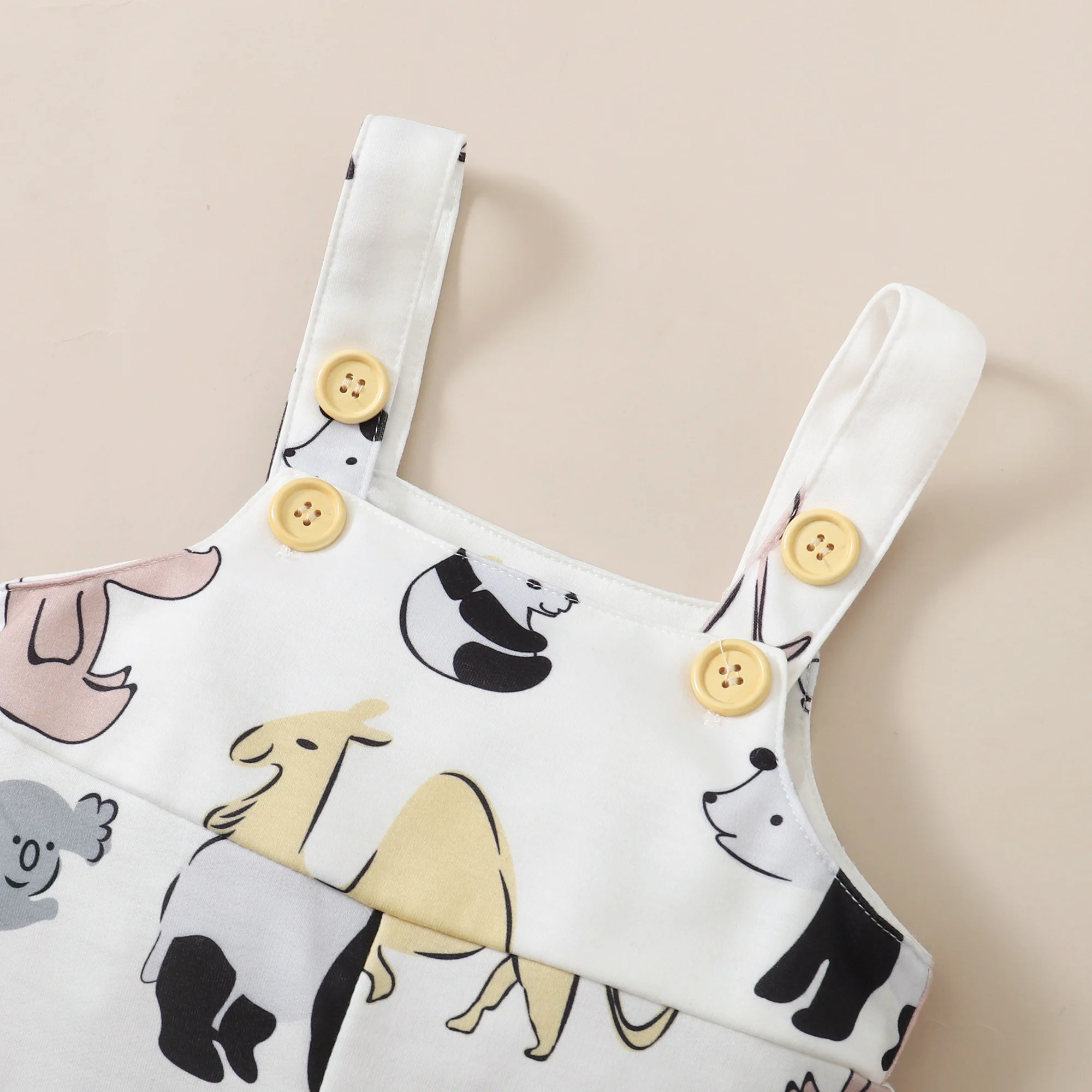 2 шт. детский хлопковый комбинезон с длинным рукавом и рисунком животных |