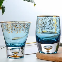 handmade japanese phnom penh glass blue lead free crystal teacups simple glass cups drinks juice cups