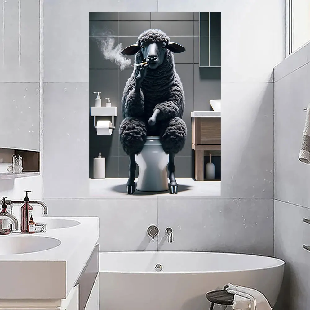 Настенные картины на холсте с изображением животных в ванной комнате